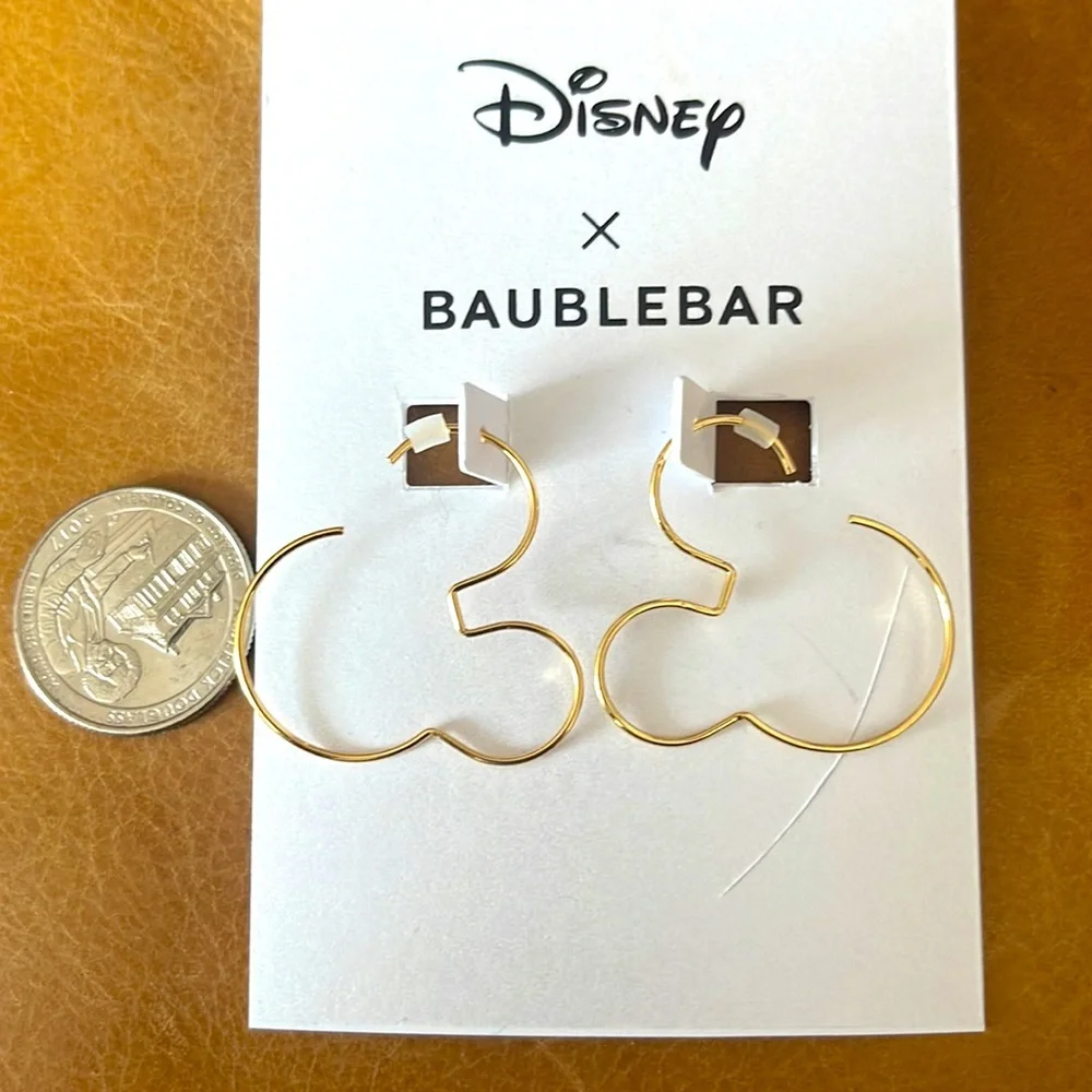 Baublebar Jewelry | Disney Mickey Mouse Shaped Hoop. Gold tone. - Picture 3 of 3